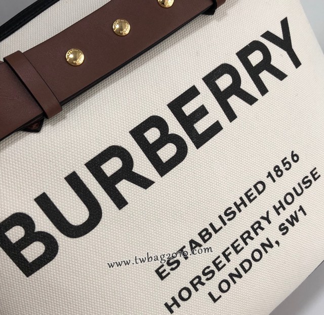 Burberry專門店新款大號The Belt貝爾特包 巴寶莉白色棉質帆布手提肩背女包 yxb1271